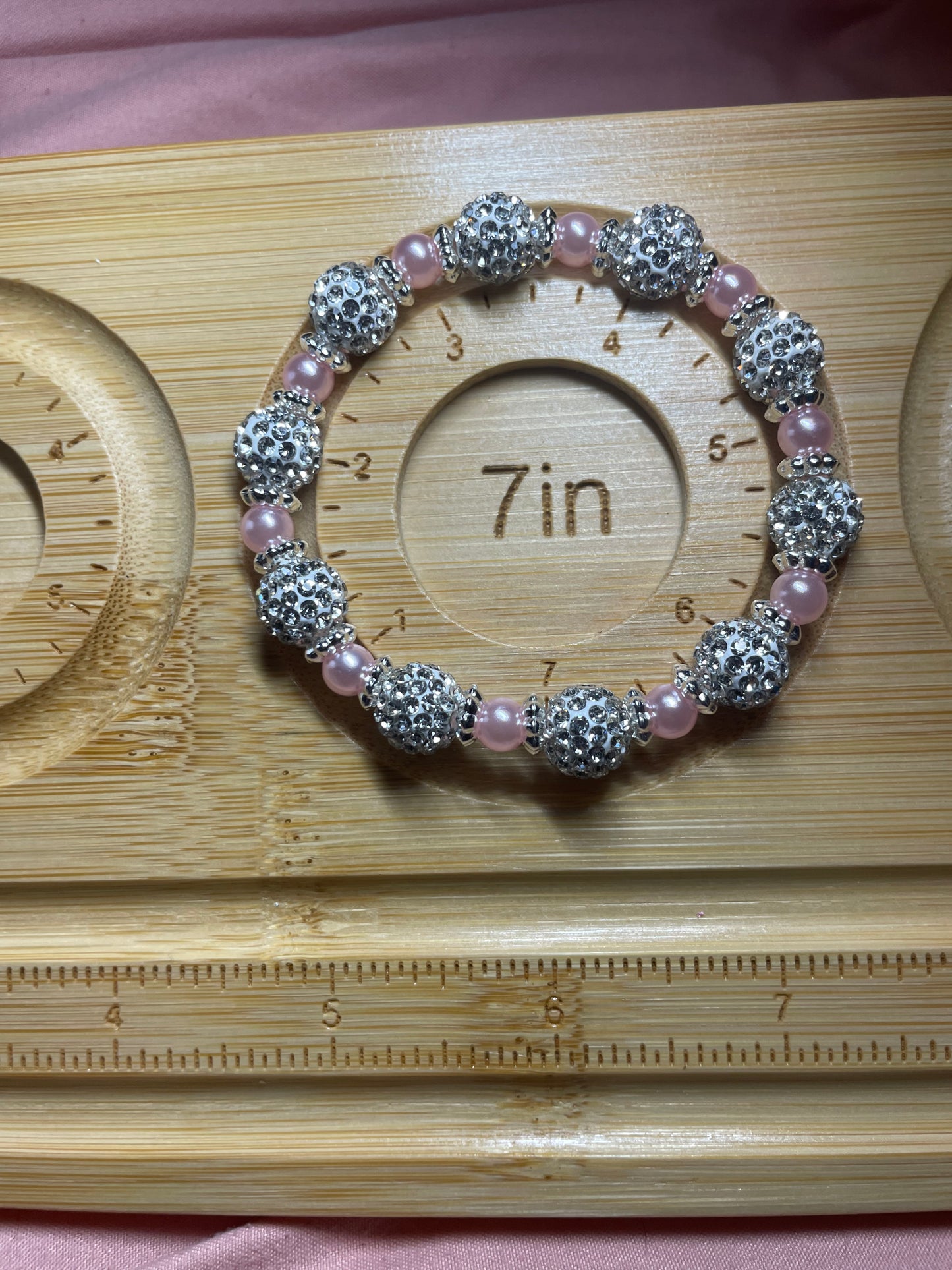 Pink and Silver Bead Bracelet